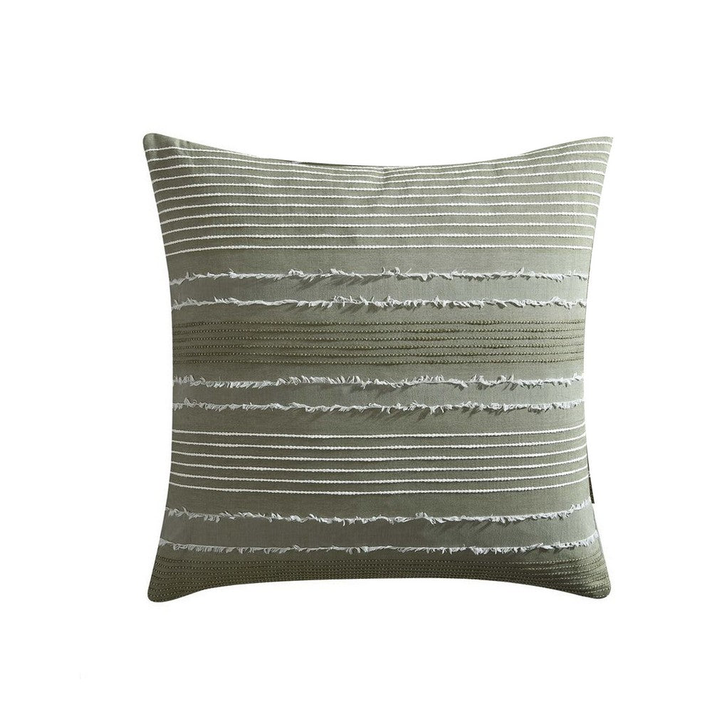 Meo Euro Sham, Textured Woven Jacquard Stripe, Green Cotton, 26 x 26 -BM326683