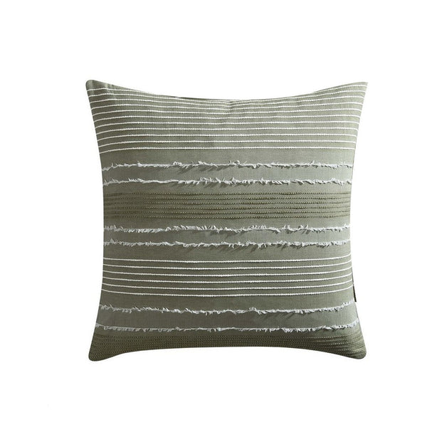 Meo Euro Sham, Textured Woven Jacquard Stripe, Green Cotton, 26 x 26 -BM326683