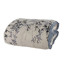 Yedy 8pc Queen Size Comforter Set, Blue and Cream Floral Embroidery -BM326685