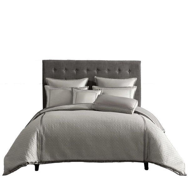 Loi 8pc King Comforter Set with Pillows, Shams, Reversible Gray Silver -BM326686