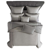 Loi 8pc King Comforter Set with Pillows, Shams, Reversible Gray Silver -BM326686