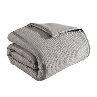 Loi 7pc Queen Comforter Set with Pillows, Shams Reversible Gray Silver -BM326687