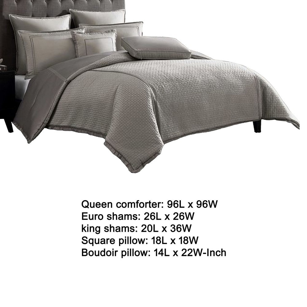 Loi 7pc Queen Comforter Set with Pillows, Shams Reversible Gray Silver -BM326687