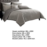 Loi 7pc Queen Comforter Set with Pillows, Shams Reversible Gray Silver -BM326687