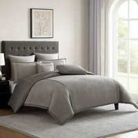 Loi 7pc Queen Comforter Set with Pillows, Shams Reversible Gray Silver -BM326687