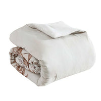 Jenya 5pc King Size Comforter Set, Spice Orange Floral Print, White -BM326688