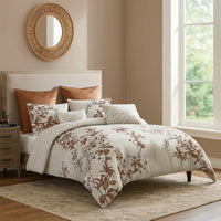 Jenya 5pc Queen Size Comforter Set with Shams, Floral Print White -BM326689