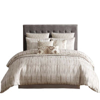 Rely 10pc Coverlet King Size Comforter Set, Woven Jacquard, Ivory -BM326691