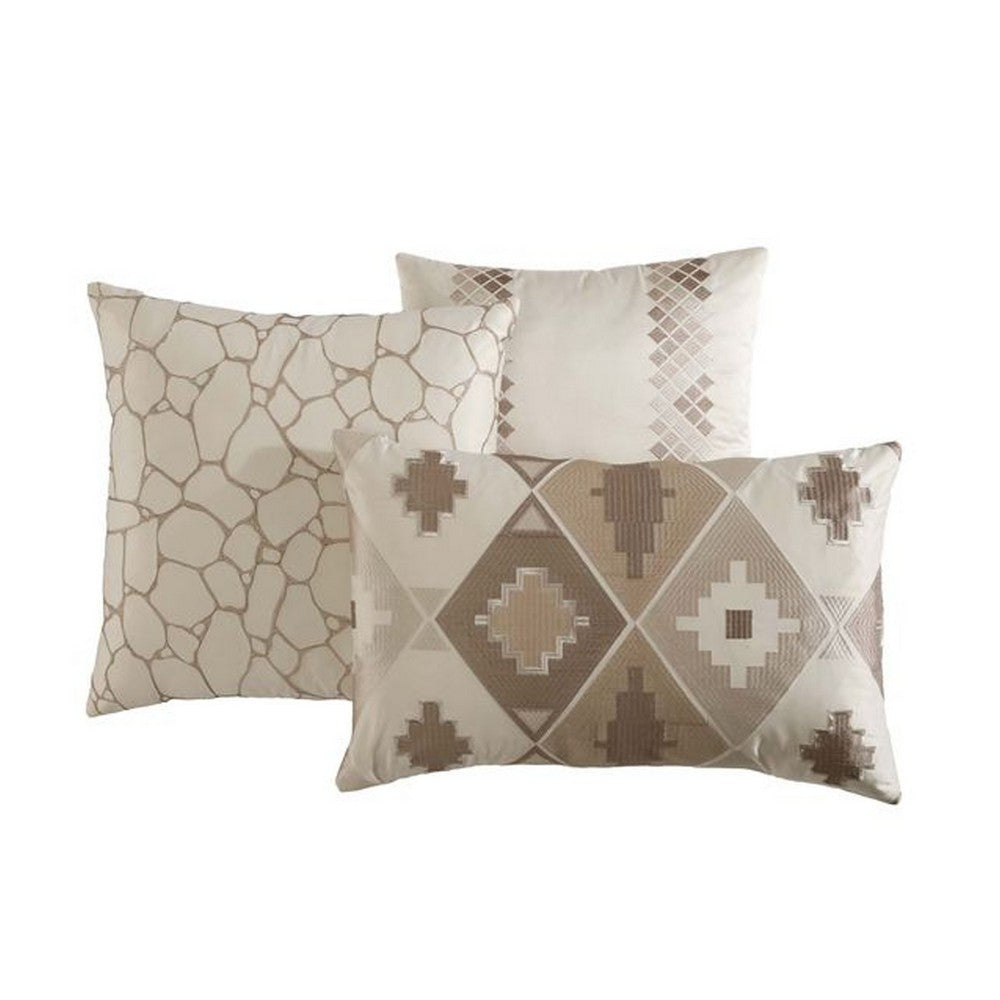 Rely 10pc Coverlet King Size Comforter Set, Woven Jacquard, Ivory -BM326691