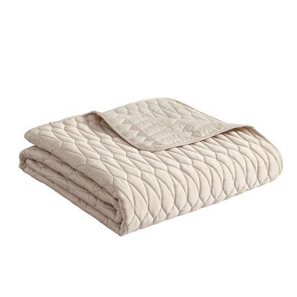 Rely 10pc Coverlet Queen Size Comforter Set, Woven Jacquard, Ivory -BM326692