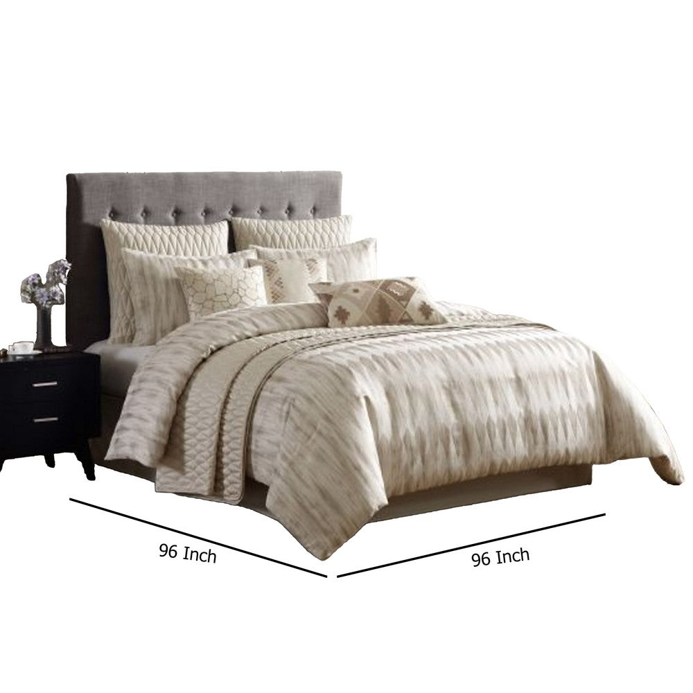 Rely 10pc Coverlet Queen Size Comforter Set, Woven Jacquard, Ivory -BM326692