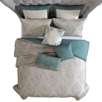 Regy 10pc King Size Comforter Set with Shams, Blue Gray Medallion -BM326693