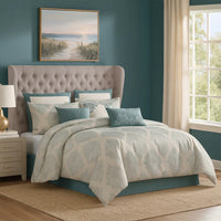 Regy 10pc King Size Comforter Set with Shams, Blue Gray Medallion -BM326693
