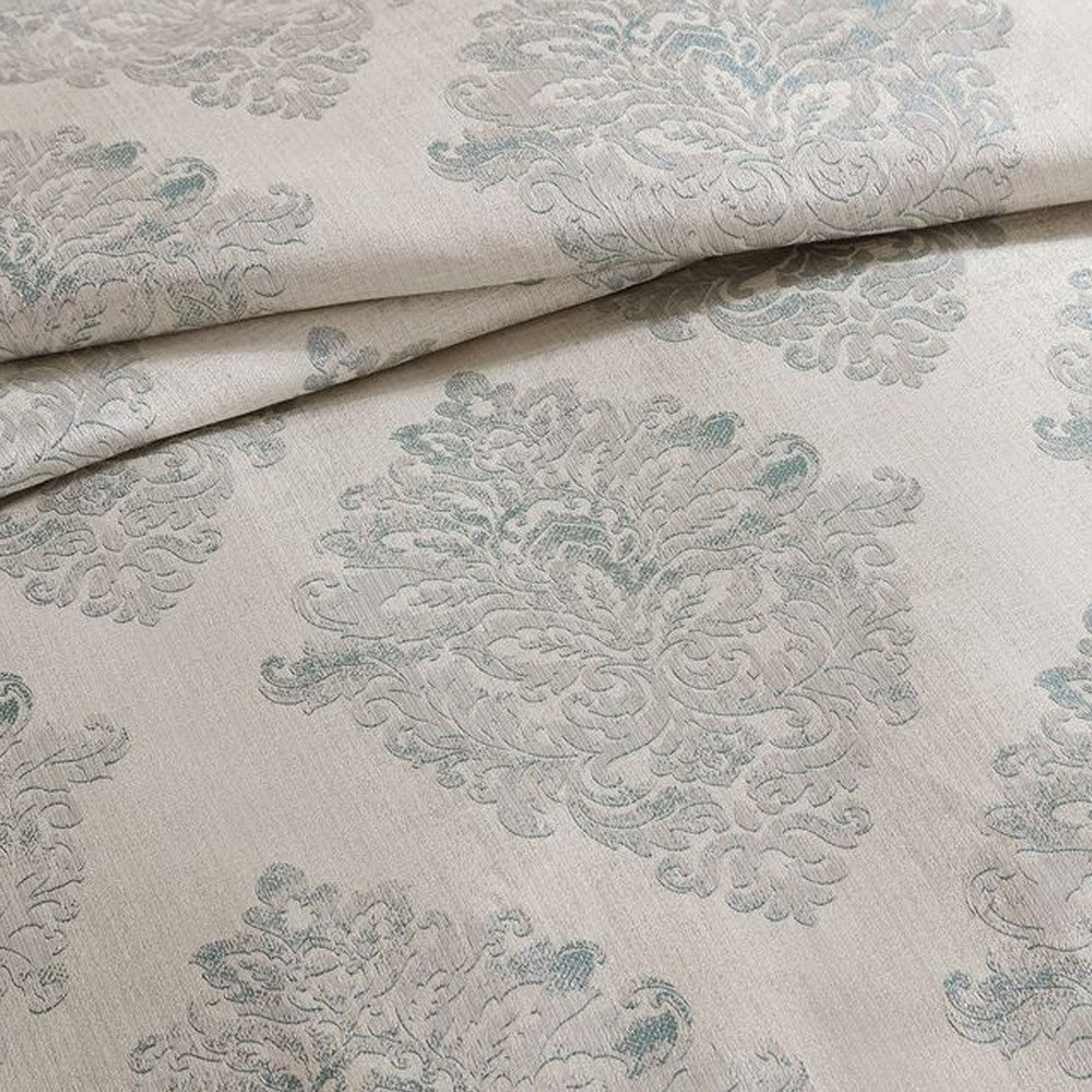 Regy 10pc Queen Size Comforter Set with Shams, Blue Gray Medallion -BM326694
