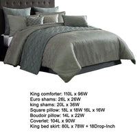 Mely 10pc Coverlet King Comforter Set, Shams, Green Woven Jacquard -BM326695