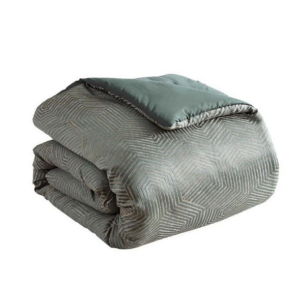 Mely 10pc Coverlet Queen Comforter Set, Shams, Green Woven Jacquard -BM326696