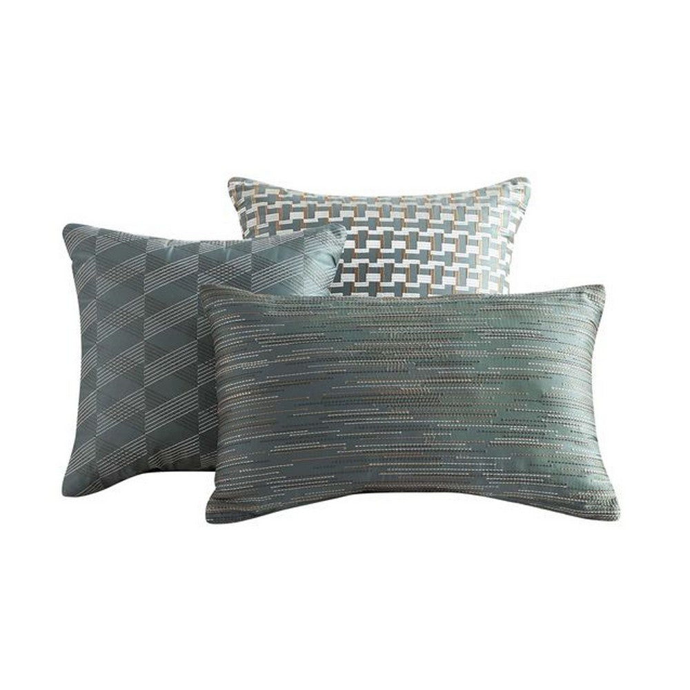 Mely 10pc Coverlet Queen Comforter Set, Shams, Green Woven Jacquard -BM326696