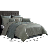 Mely 10pc Coverlet Queen Comforter Set, Shams, Green Woven Jacquard -BM326696