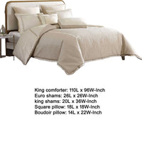 Dely 8pc Satin King Size Comforter Set with Shams, Reversible Gold -BM326697