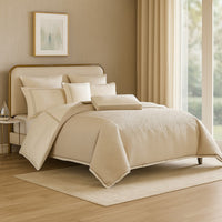 Dely 8pc Satin King Size Comforter Set with Shams, Reversible Gold -BM326697