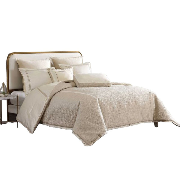 Dely 8pc Satin King Size Comforter Set with Shams, Reversible Gold -BM326697