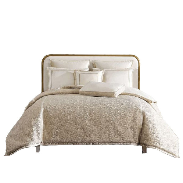 Dely 7pc Satin Queen Size Comforter Set with Shams, Reversible Gold -BM326698