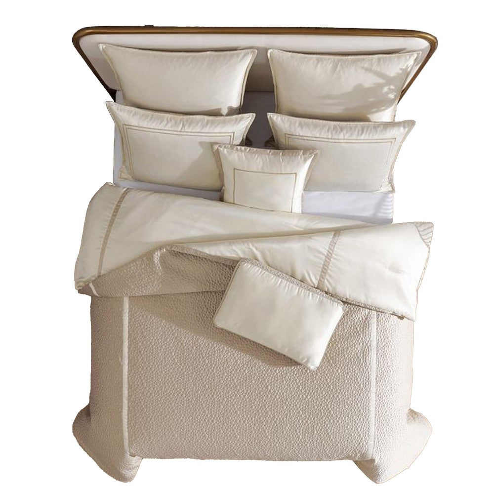 Dely 7pc Satin Queen Size Comforter Set with Shams, Reversible Gold -BM326698