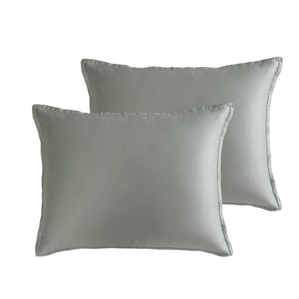 Keo 9pc King Comforter Set, Reversible, Soft Sage Gray Silky Fabric -BM326699