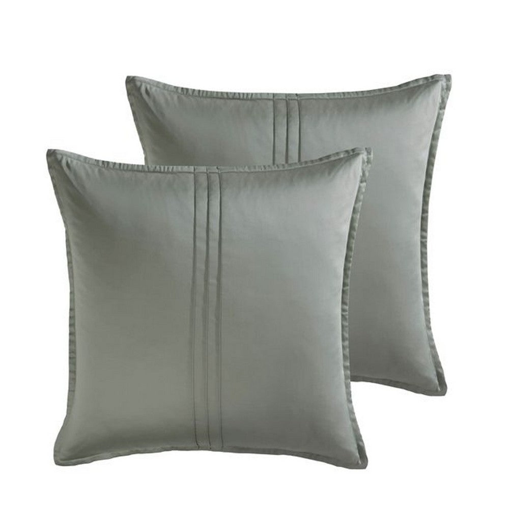 Keo 8pc Queen Comforter Set, Reversible, Shams, Sage Gray Silky Fabric -BM326700