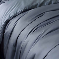 Keo 8pc Queen Comforter Set, Reversible, Shams Smoke Blue Silky Fabric -BM326702
