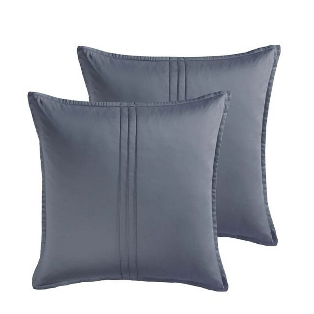 Keo 8pc Queen Comforter Set, Reversible, Shams Smoke Blue Silky Fabric -BM326702