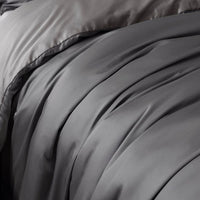 Keo 8pc Queen Comforter Set, Reversible, Shams, Dark Gray Silky Fabric -BM326704