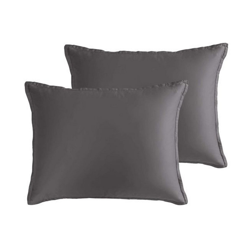 Keo 8pc Queen Comforter Set, Reversible, Shams, Dark Gray Silky Fabric -BM326704