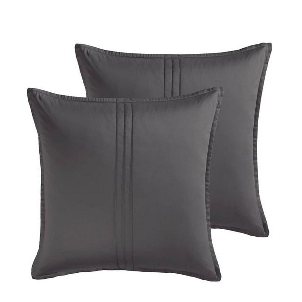 Keo 8pc Queen Comforter Set, Reversible, Shams, Dark Gray Silky Fabric -BM326704