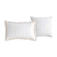 Keo 8pc Queen Comforter Set, Reversible, Shams, Ivory Silky Fabric -BM326706