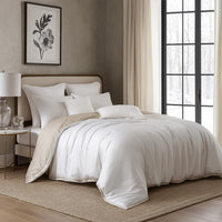 Keo 8pc Queen Comforter Set, Reversible, Shams, Ivory Silky Fabric -BM326706