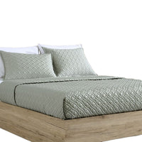 Keo 3pc King Coverlet Set, Reversible, Shams, Sage Gray Silky Fabric -BM326709