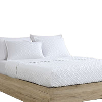 Keo 3pc King Coverlet Set, Reversible, Pillow Shams White Silky Fabric -BM326711