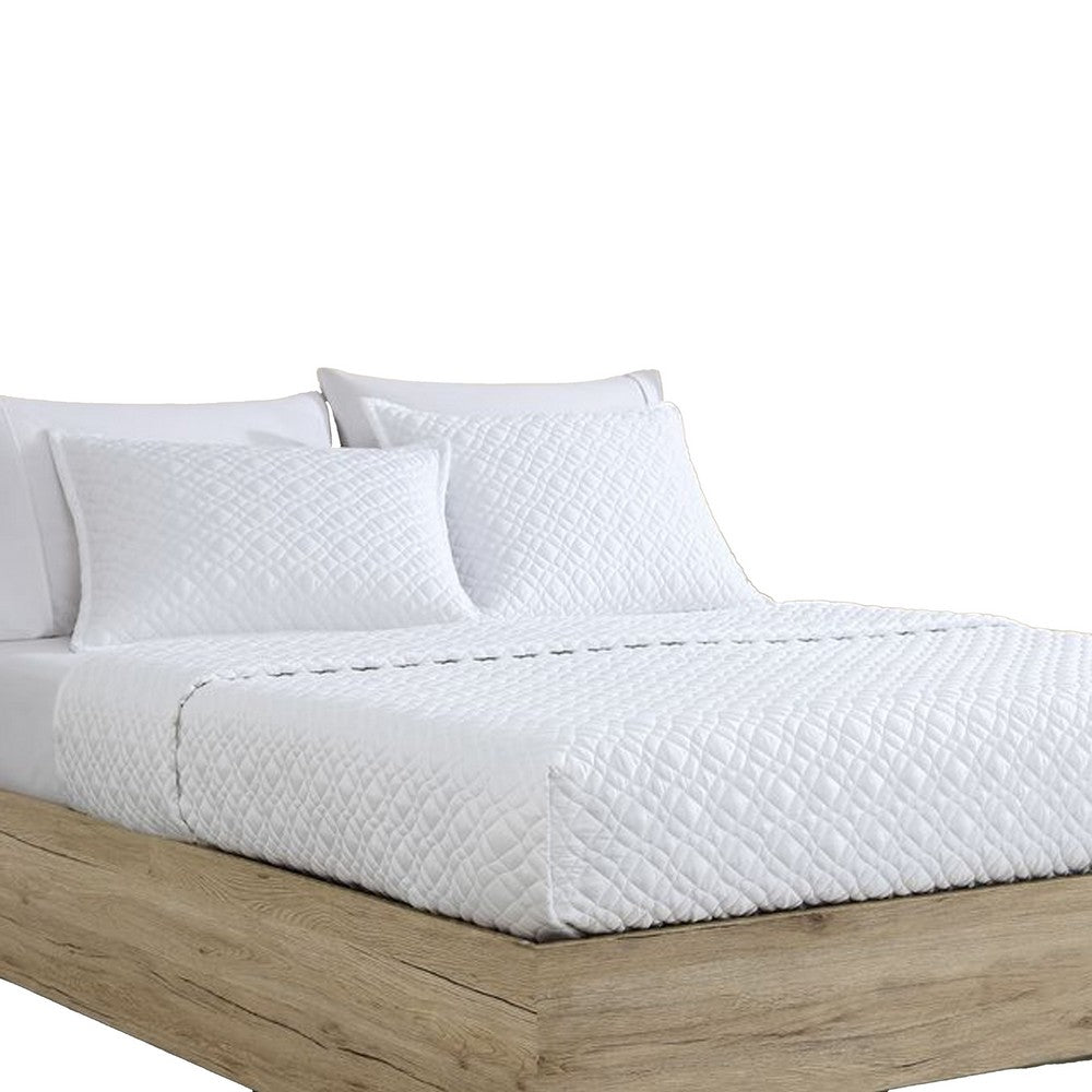 Keo 3pc Queen Coverlet Set, Reversible, Shams, White Silky Fabric -BM326712