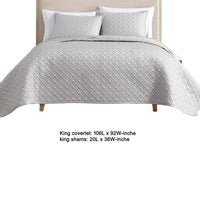 Keo 3pc King Coverlet Set, Reversible, Shams, Silver Silky Fabric -BM326713