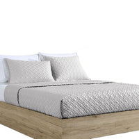 Keo 3pc Queen Coverlet Set, Reversible, Shams, Silver Silky Fabric -BM326714