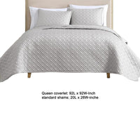 Keo 3pc Queen Coverlet Set, Reversible, Shams, Silver Silky Fabric -BM326714