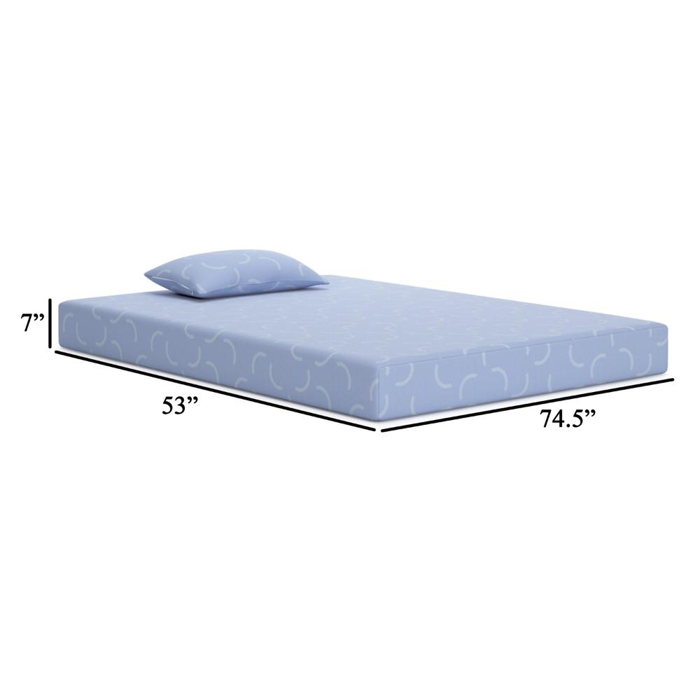 Ruve Full Mattress, Standard Pillow, Memory Foam, Light Blue 7 Inch -BM326724