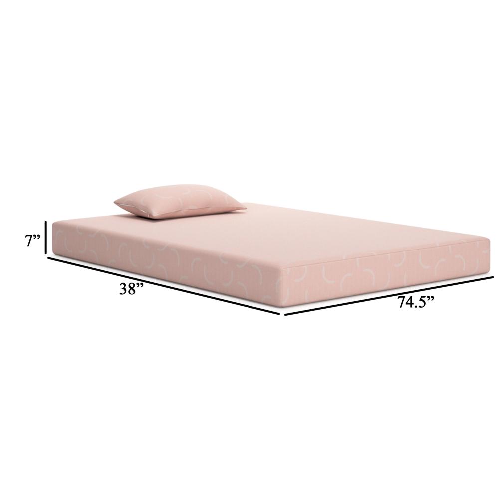 Ruve Twin Mattress, Standard Pillow, Memory Foam, Light Pink 7 Inch -BM326725