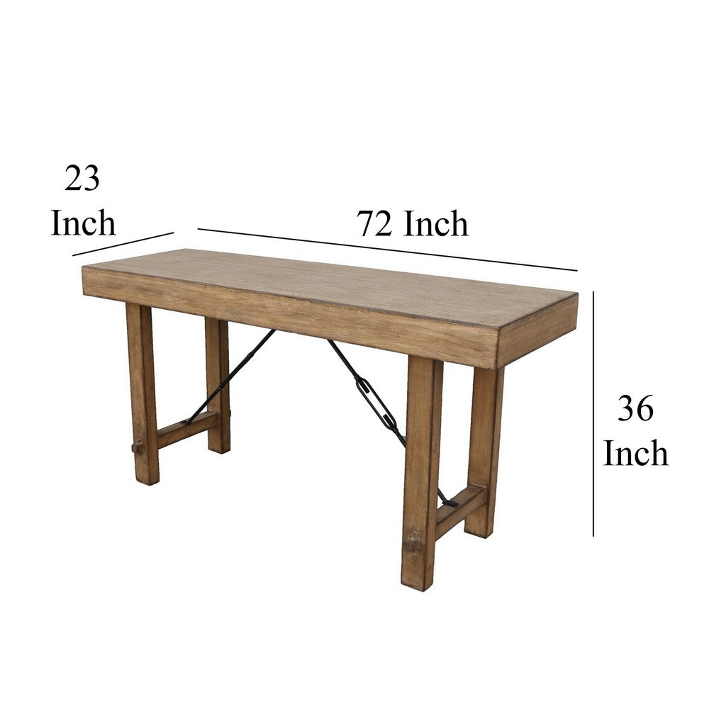 Dity Counter Height Table, 72 Inch Rectangular Top, Antique Brown Wood -BM326793