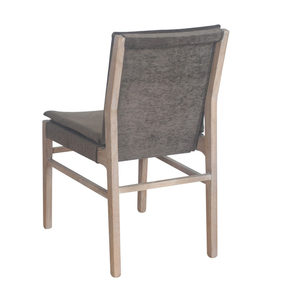 Lily Dining Side Chair Set of 2, Padded, Gray Fabric, Ash Wood Frame -BM326803