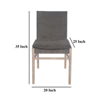 Lily Dining Side Chair Set of 2, Padded, Gray Fabric, Ash Wood Frame -BM326803