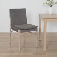 Lily Dining Side Chair Set of 2, Padded, Gray Fabric, Ash Wood Frame -BM326803