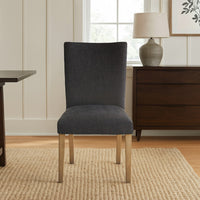 Zeus Dining Side Chair Set of 2, Black Fabric, Gray Tapered Legs -BM326810