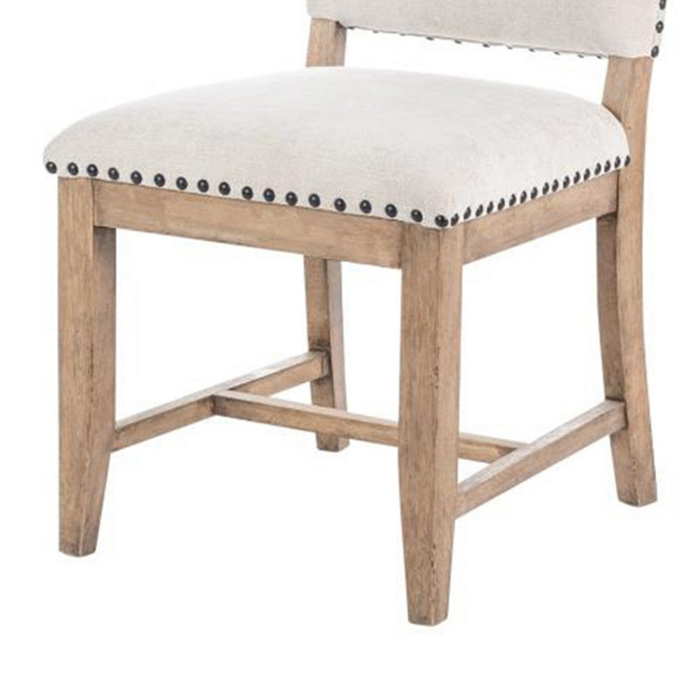 Nox Dining Side Chair Set of 2, Off White Upholstery, Nailhead Trim -BM326817